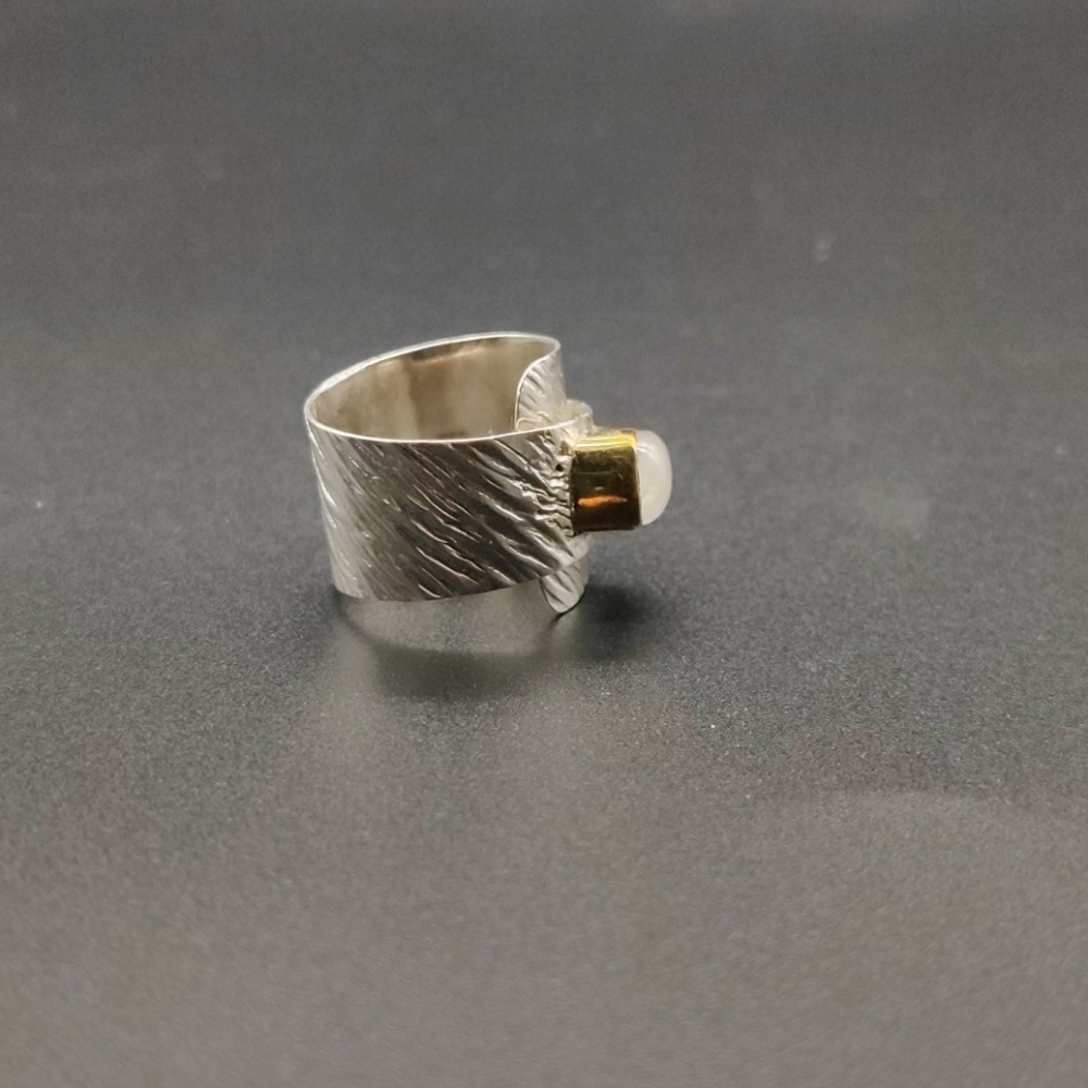 Adjustable Custom Stone Silver Ring - image 3